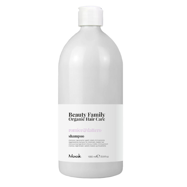 РЕГЕНЕРИРАЩ ШАМПОАН ЗА ХИМИЧЕСКИ ТРЕТИРАНИ КОСИ – NOOK-BEAUTY FAMILY -ROMICE & DATTERO- 1000ml