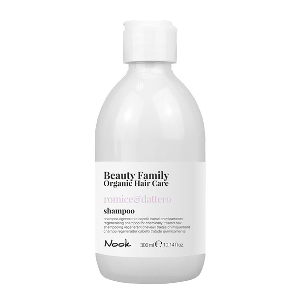 РЕГЕНЕРИРАЩ ШАМПОАН ЗА ХИМИЧЕСКИ ТРЕТИРАНИ КОСИ – NOOK-BEAUTY FAMILY -ROMICE & DATTERO- 300ml