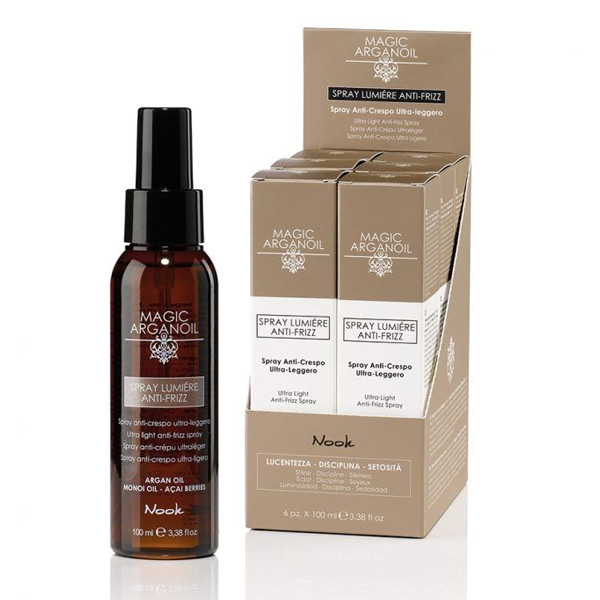 Anti frizz изглаждащ спрей за коса с арган, монои и акай бери - Nook Magic Arganoil Spray Lumière Anti-Frizz 100ml