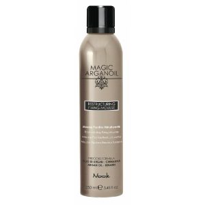 Реструктурираща фиксираща пяна за коса с арган и копринени протеини- Nook Magic Arganoil Restructuring Fixing Mousse- 250ml